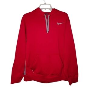 Nike Men's Thermma-Fit Hoodie Sweatshirt Red & Grey Sz LG